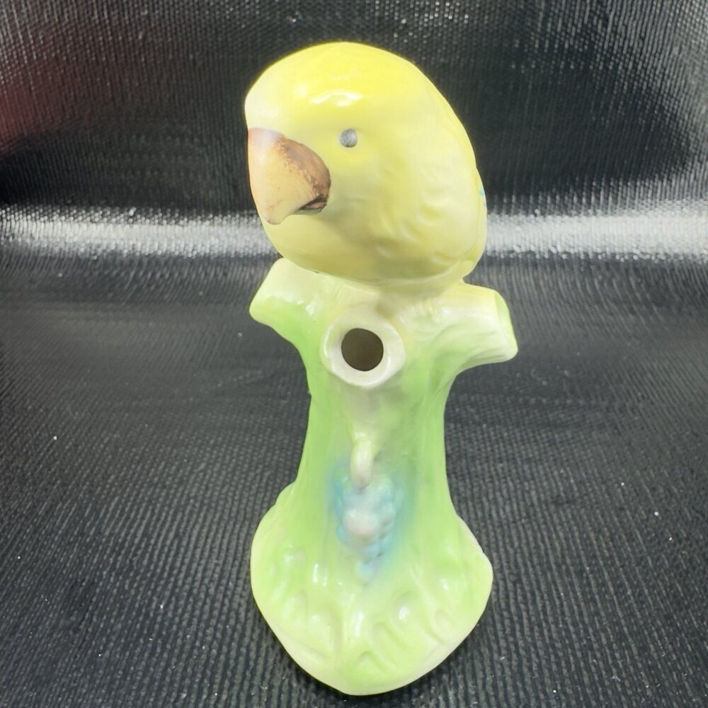 Vintage Czech Pottery Parrot Bird Vase Flower Frog Porcelain Figurine Rattles - Picture 8 of 9